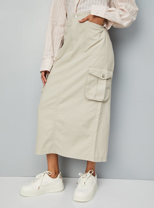 Women Solid Cargo Skirt
