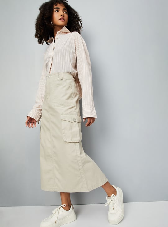 Women Solid Cargo Skirt