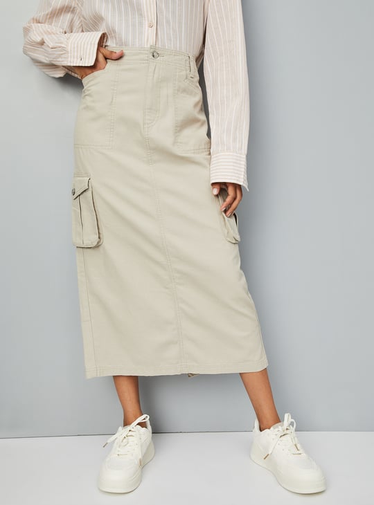 Women Solid Cargo Skirt