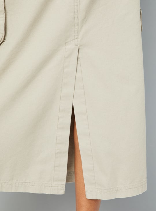 Women Solid Cargo Skirt