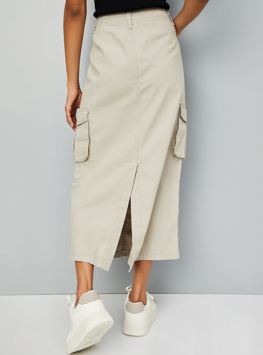 Women Solid Cargo Skirt
