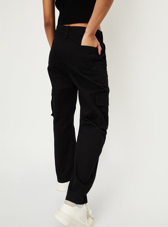 Women Solid Cargo Jeans