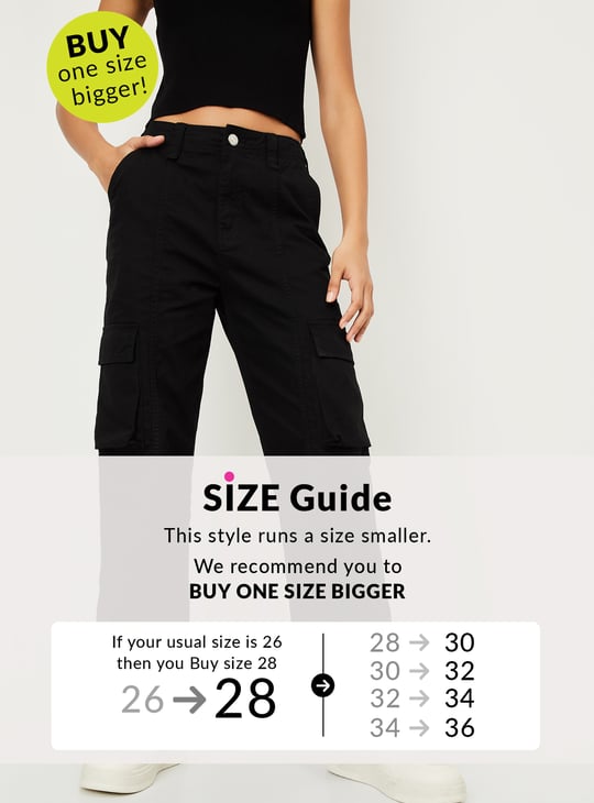 Women Solid Cargo Jeans