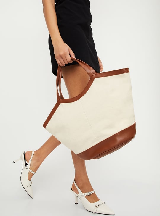 Women Solid Tote Bag Cotton