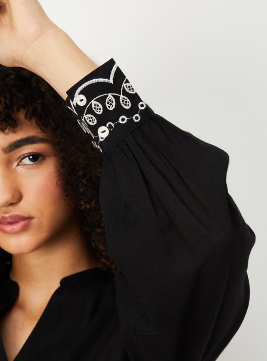 Women Embroidered Tunic | Black | Embroidered