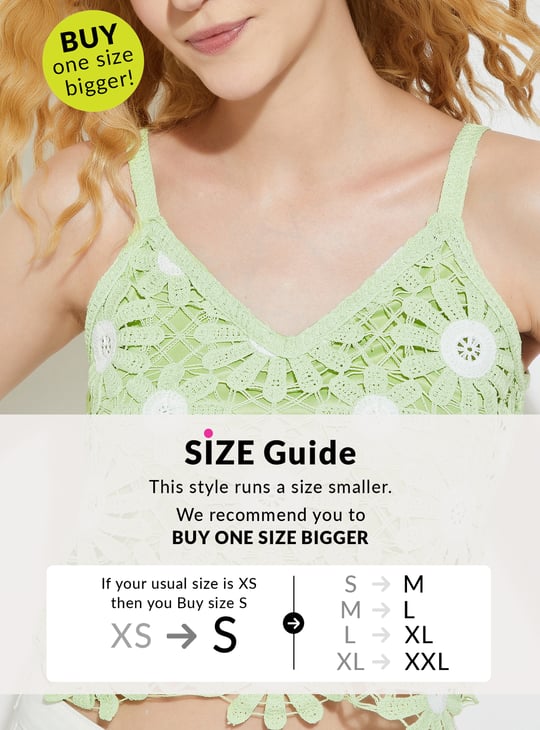 URB_N Women Floral Crochet Knit Top