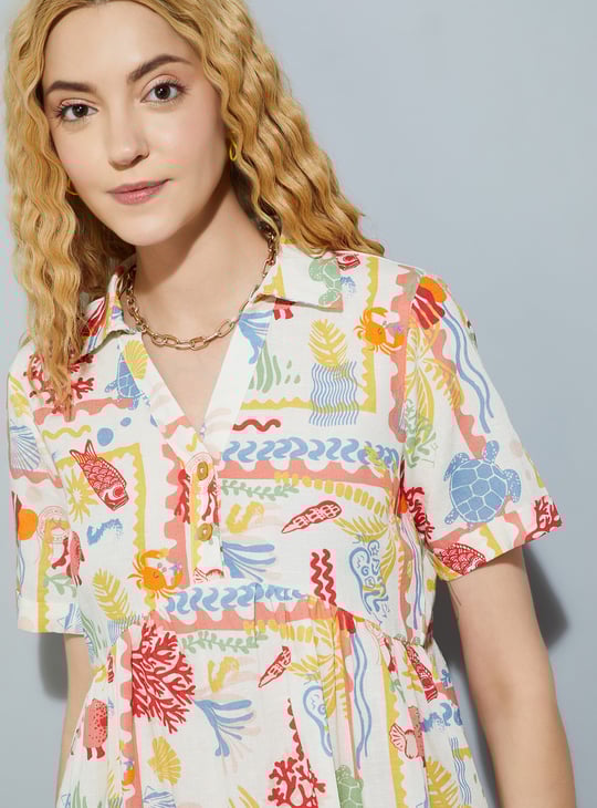 URB_N Women Printed A-line Dress