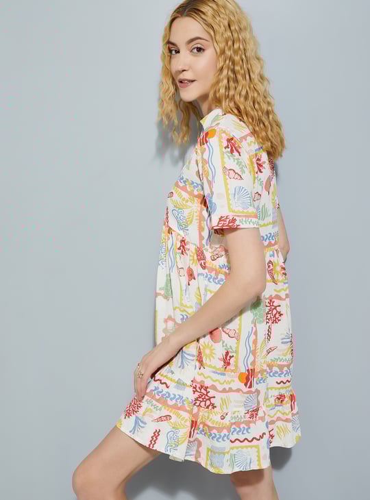 URB_N Women Printed A-line Dress