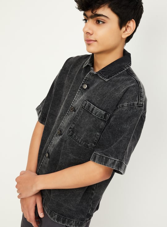 Boys Washed Denim Shirt | Black | Washed