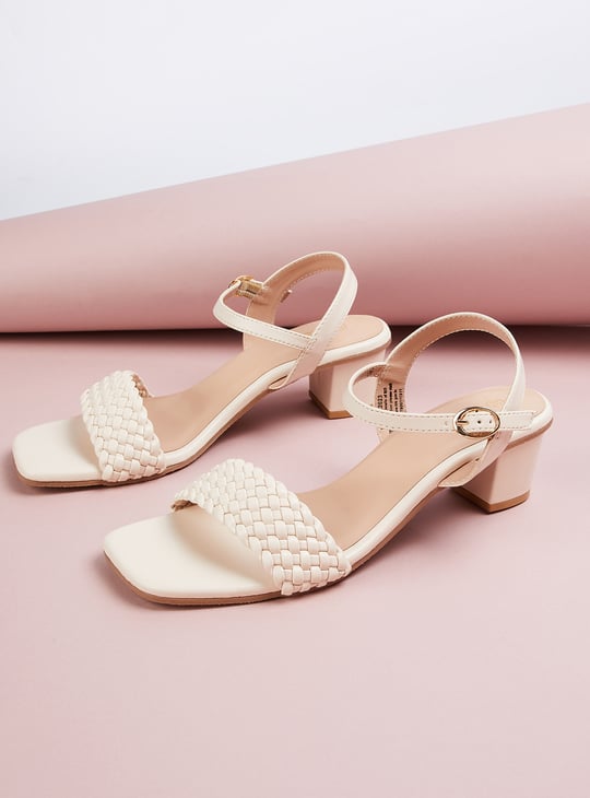 Women Braided Strap Block Heels