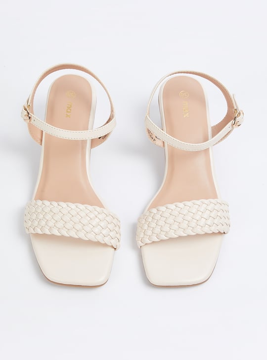 Women Braided Strap Block Heels
