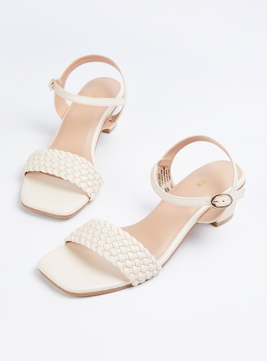 Women Braided Strap Block Heels
