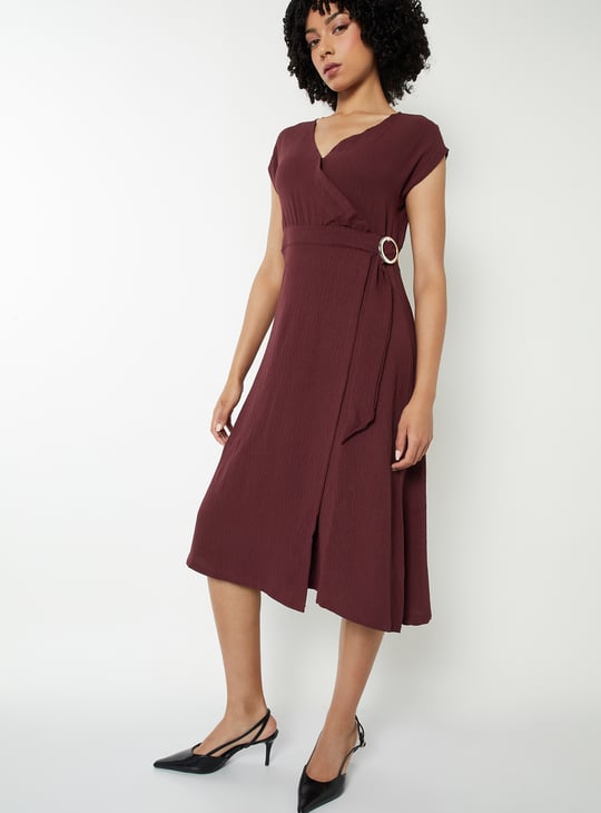 strapless open back dress Red Confetti Wrap Dress – Me&B main image 1