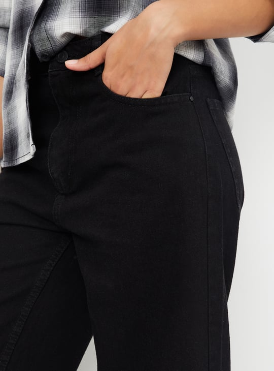 Women Solid Wide Leg Jeans