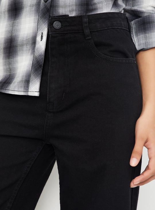 Women Solid Wide Leg Jeans