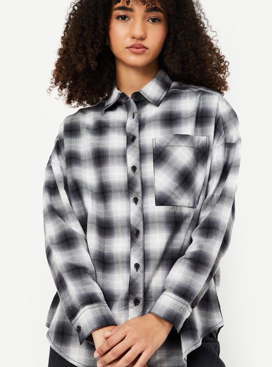 Women Oversized Checked Shirt