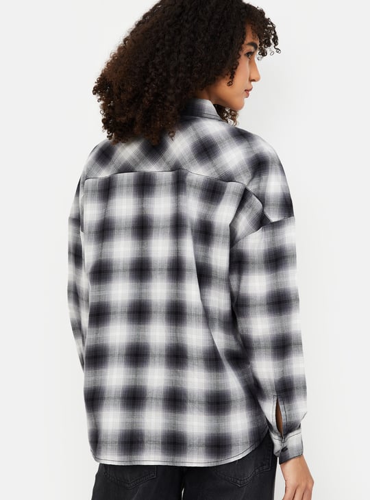 Women Oversized Checked Shirt