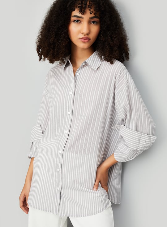 Women Striped Oversized Shirt