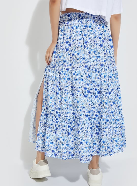 ALAYA F x URB_N Women Floral Print Slit Long Skirt