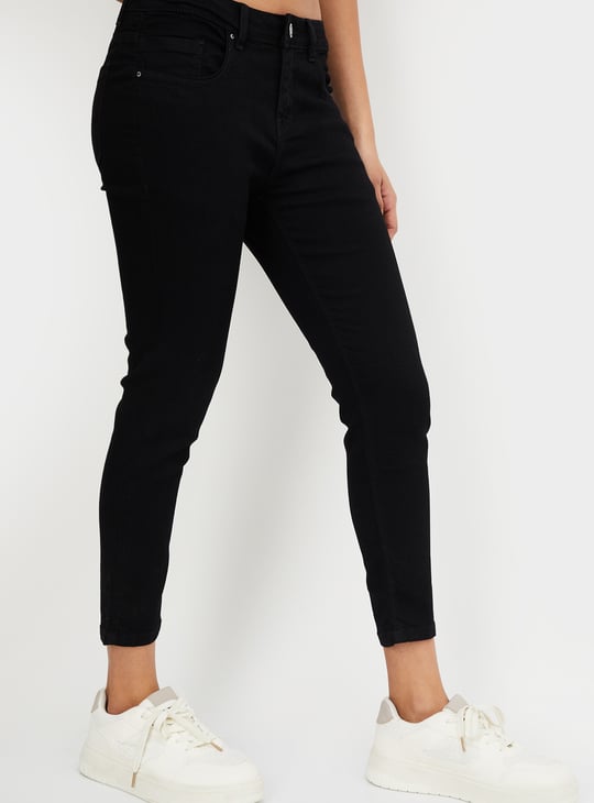 Women Solid Ankle Grazer Jeans
