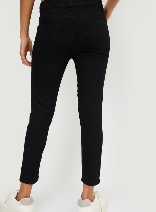 Women Solid Ankle Grazer Jeans