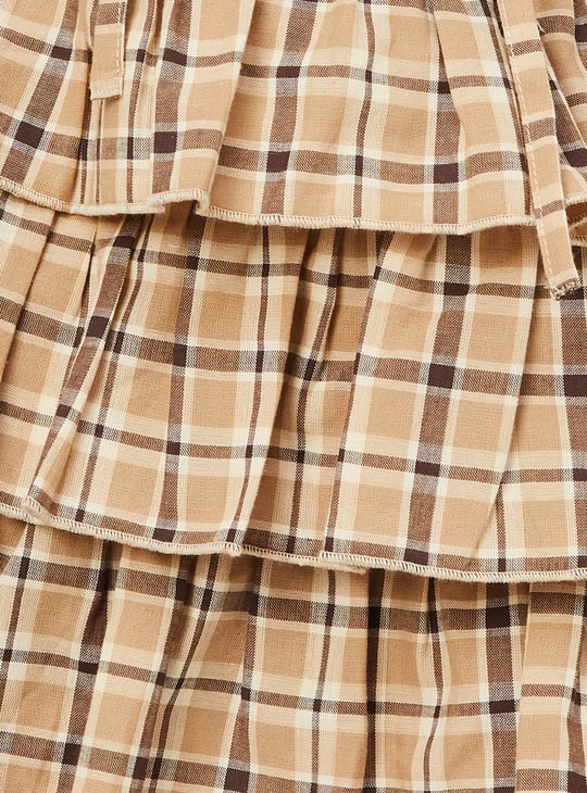 Women Checked Tiered Mini Skirt