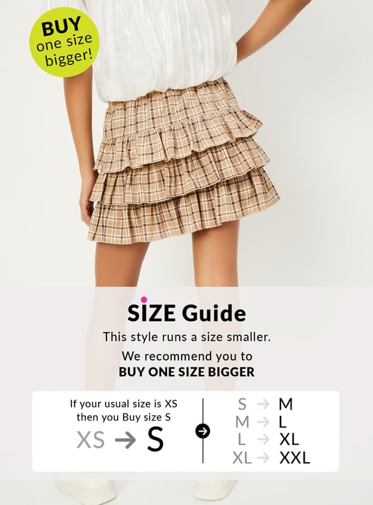 Women Checked Tiered Mini Skirt