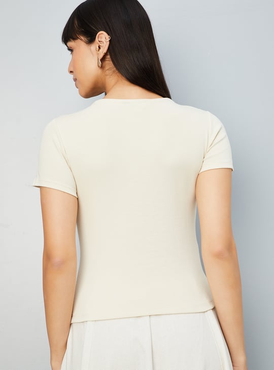 Women Solid Notch Neck Top
