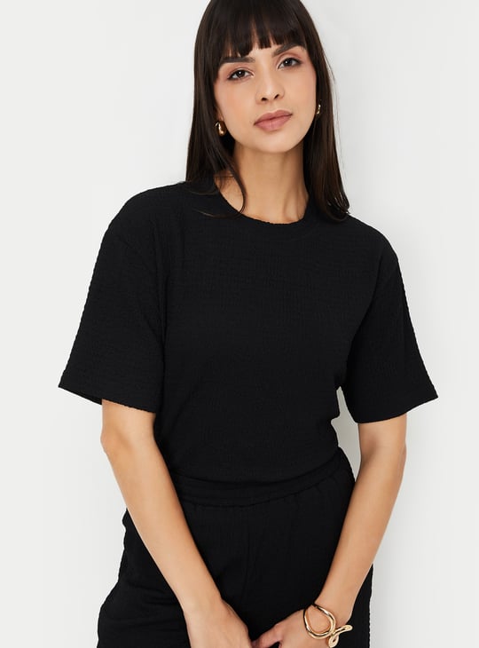Women Textured Regular Fit T-shirt