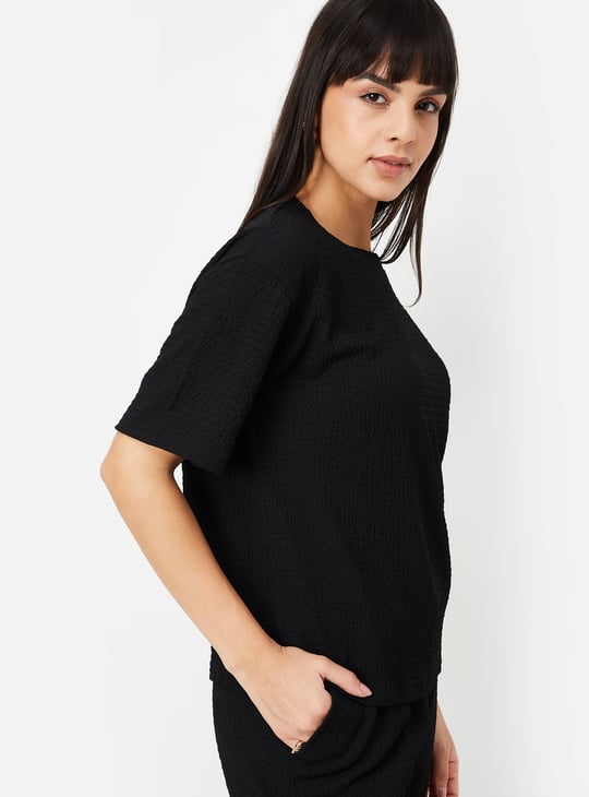 Women Textured Regular Fit T-shirt