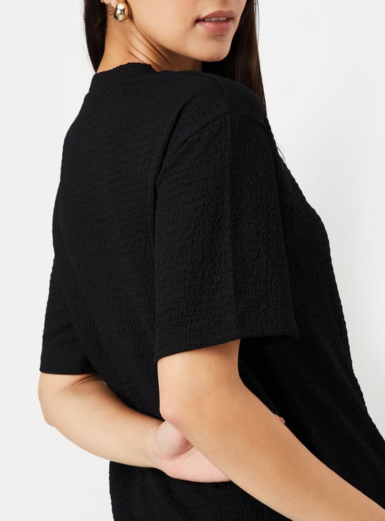 Women Textured Regular Fit T-shirt