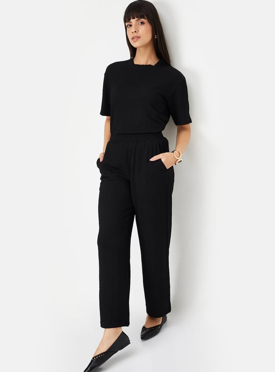 Women Textured Regular Fit T-shirt