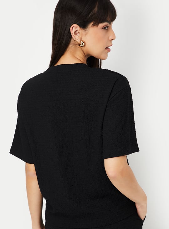 Women Textured Regular Fit T-shirt