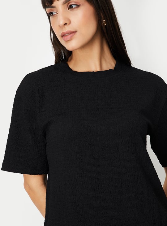 Women Textured Regular Fit T-shirt