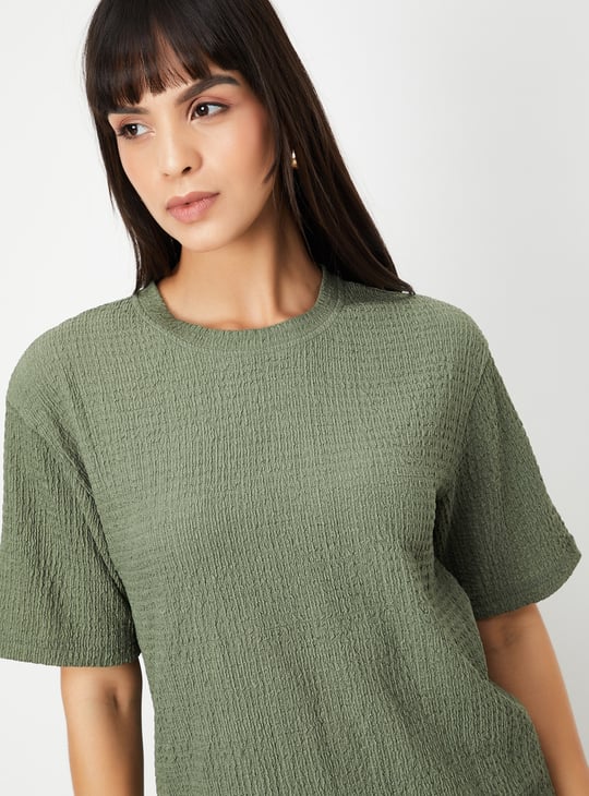 Women Textured Regular Fit T-shirt