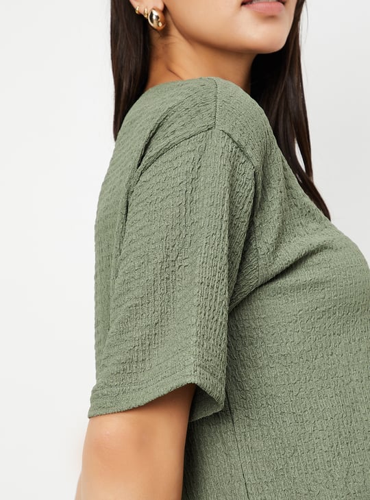 Women Textured Regular Fit T-shirt
