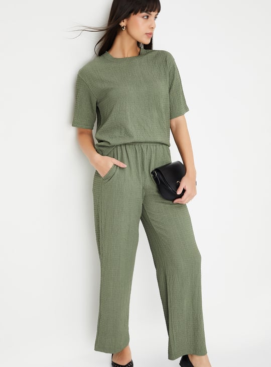 Women Textured Regular Fit T-shirt