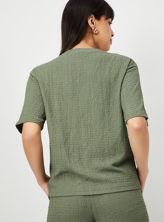 Women Textured Regular Fit T-shirt