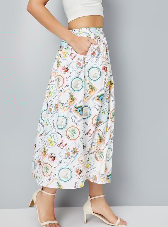 Women Printed A-Line Midi Skirt