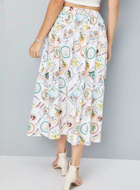 Women Printed A-Line Midi Skirt