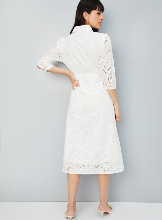 Women Schiffli Shirt Dress