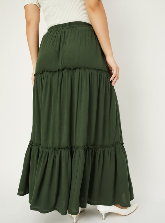 Women Textured Tiered Long Skirt