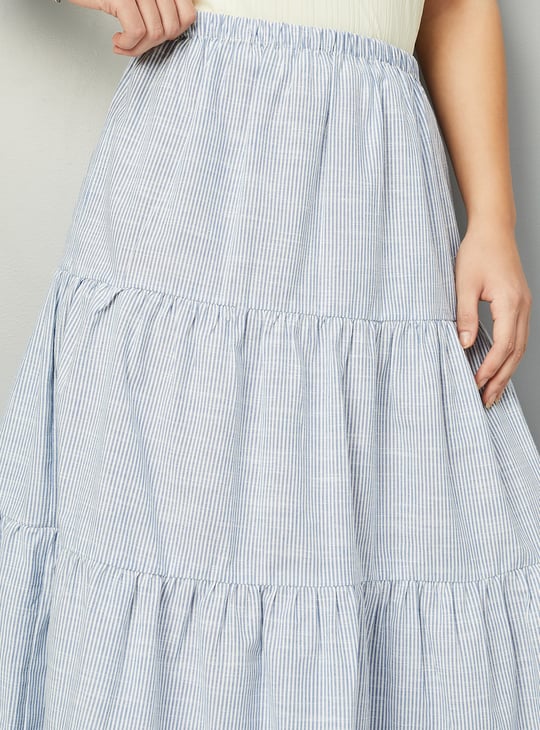 Women Striped Tiered Skirt