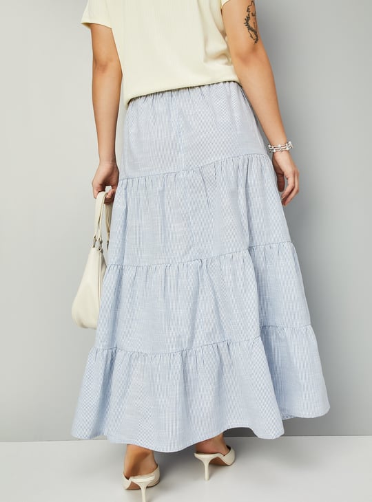 Women Striped Tiered Skirt