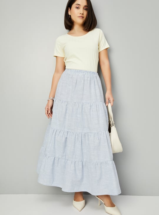 Women Striped Tiered Skirt