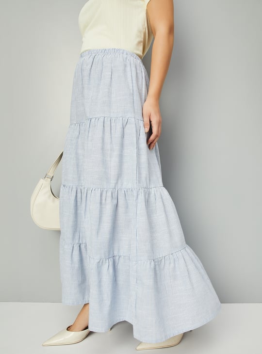 Women Striped Tiered Skirt