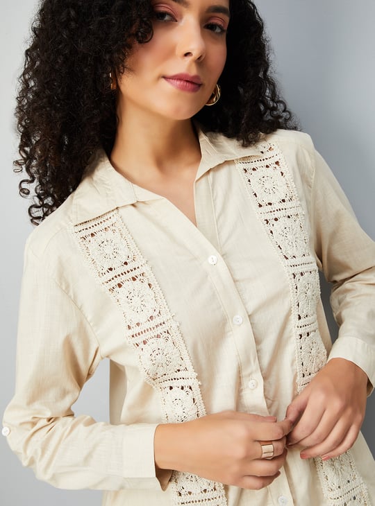 Women Embroidered Oversized Shirt