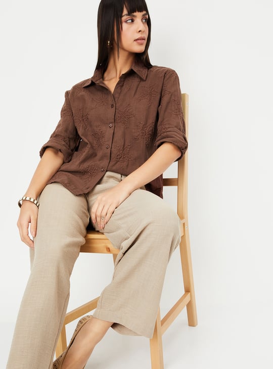 Women Embroidered Oversized Shirt