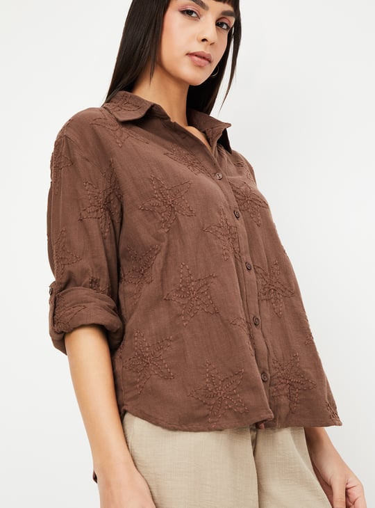 Women Embroidered Oversized Shirt