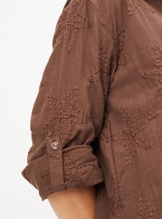 Women Embroidered Oversized Shirt